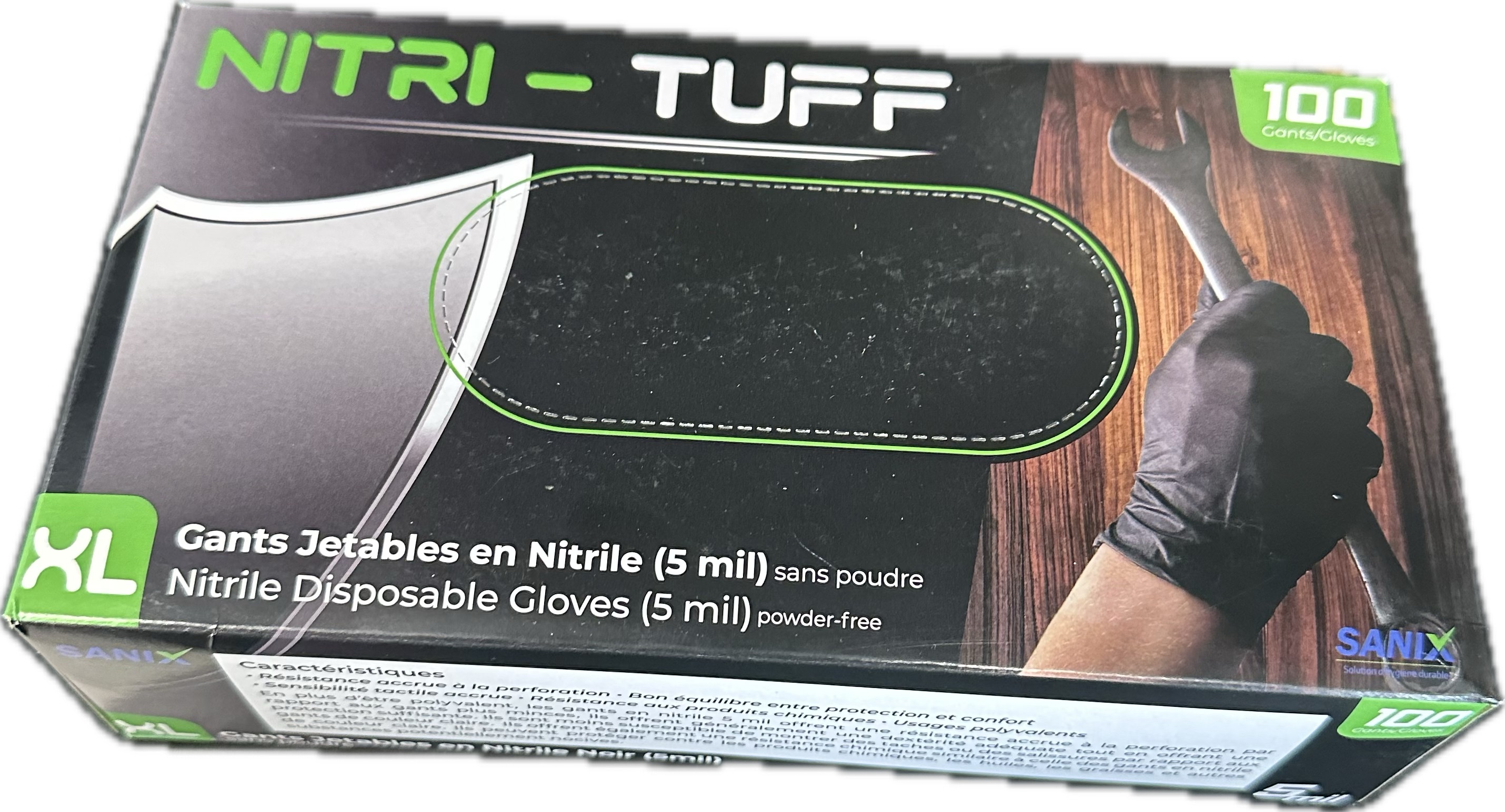 Image of product : Gants en nitrile noir - Nitri-Tuff - Extra-Large - 5.0 MIL - 100/boite